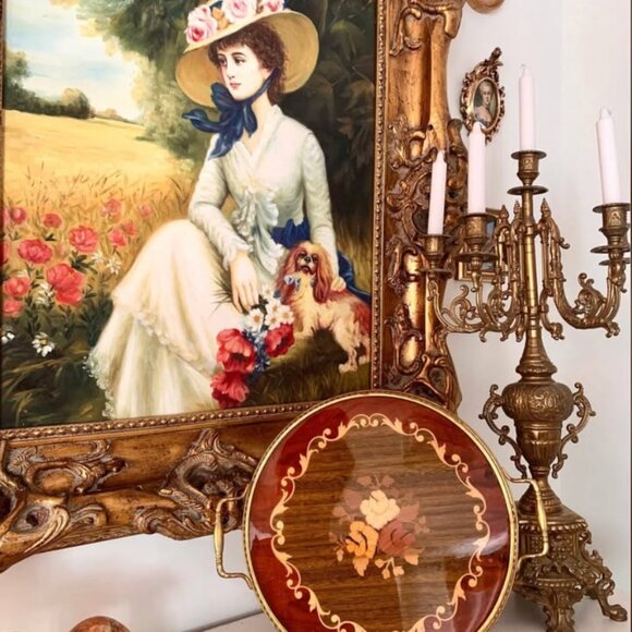 Vintage “Three Flowers” Italian mid century tray 👑 - Picture 4 of 6